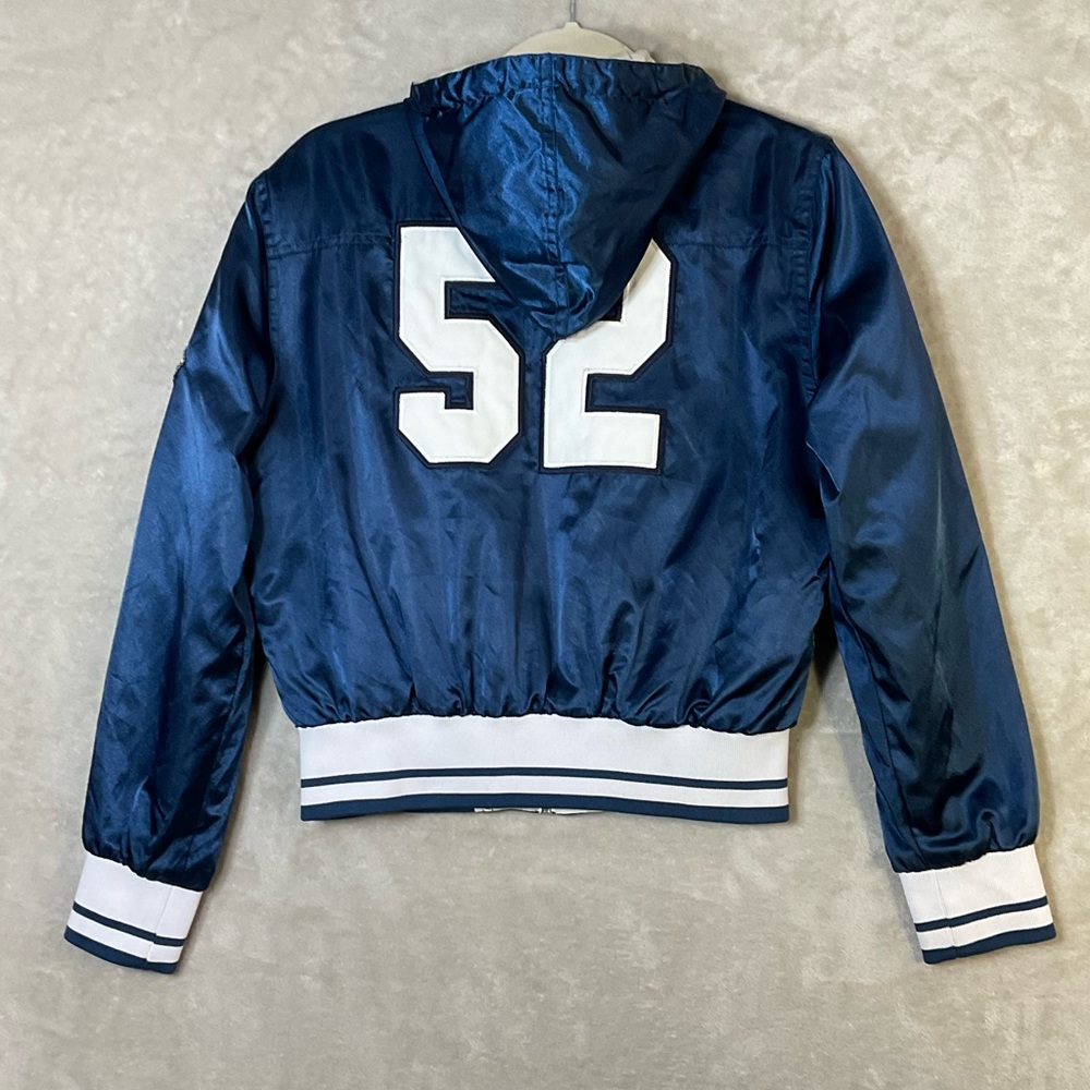 Vtg GIII Carl Banks Yankees Satin Reversible Hooded Bomber Jacket M MLB - Picture 5 of 10
